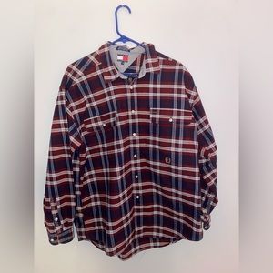 Tommy Hilfiger Flannel Long Sleeve Plaid Shirt 100% Cotton XL
